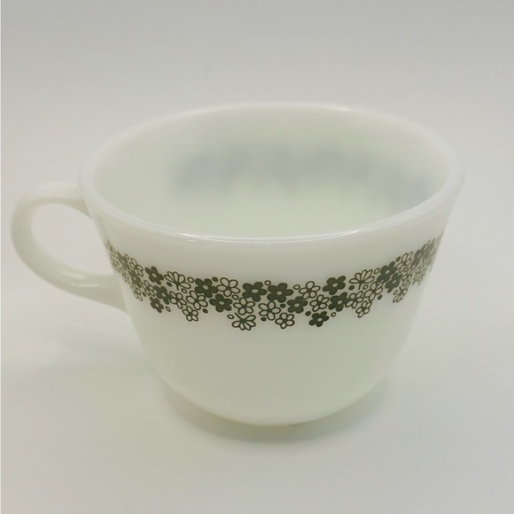 Vintage Pyrex Crazy Daisy Spring Blossom Green Milk Glass Cups Set of 6! - Picture 6 of 16